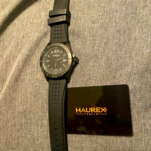 Haurex Italy Factor Men's Black Dial Black Strap Watch - Picture 1 of 3